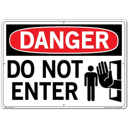 Vestil Aluminum Sign, 14-1/2" H, 20-1/2" W, Aluminum, Rectangle, English, SI-D-05-E-AL-080 SI-D-05-E-AL-080